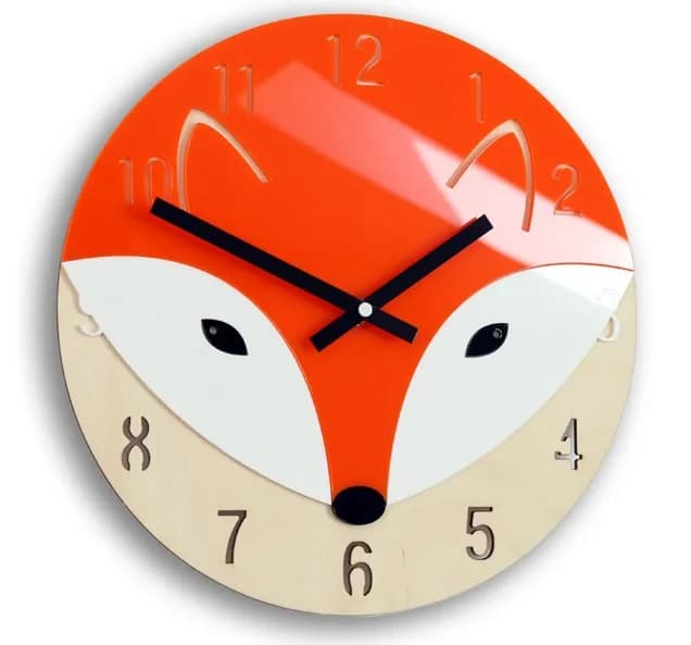 Detské nástenné hodiny Liška 30 cm oranžové