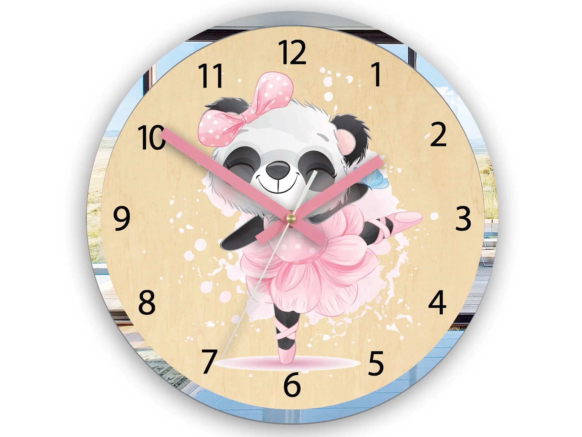 Detské nástenné hodiny Mirro Panda 30 cm viacfarebné
