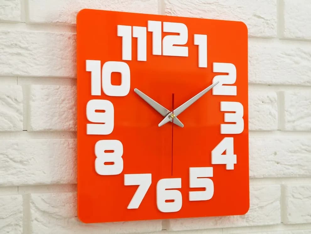 Nástenné hodiny Logic 30 cm biele/oranžové 1