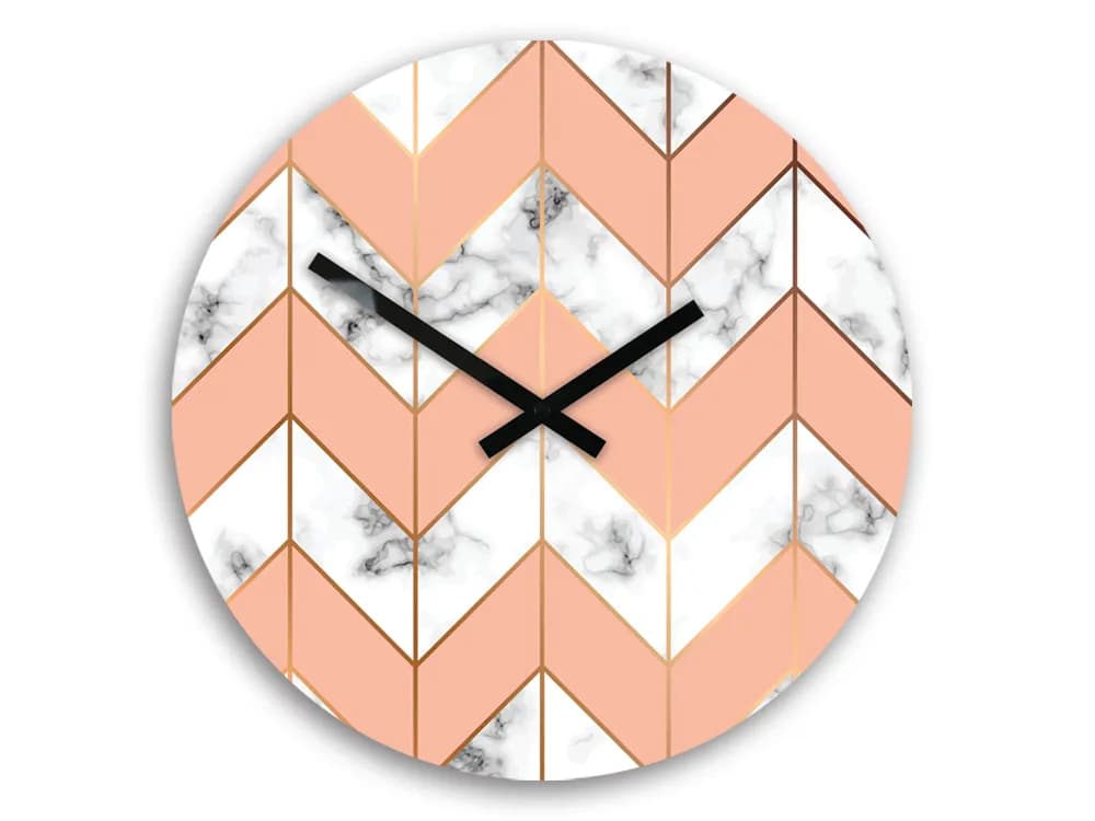 Nástenné hodiny Marble bielo-ružové