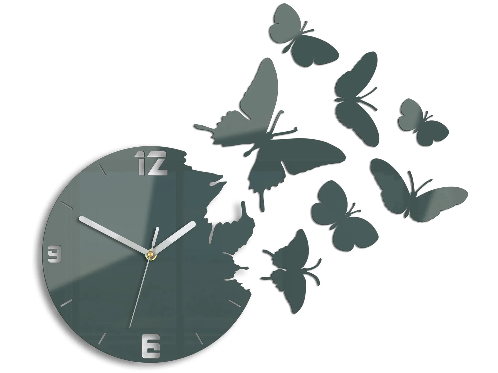 3D nalepovacie hodiny Butterfly tmavosivé 1