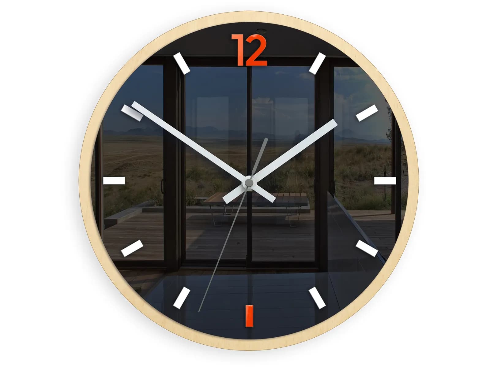 Nástenné hodiny Grafit 30 cm oranžové/čierne