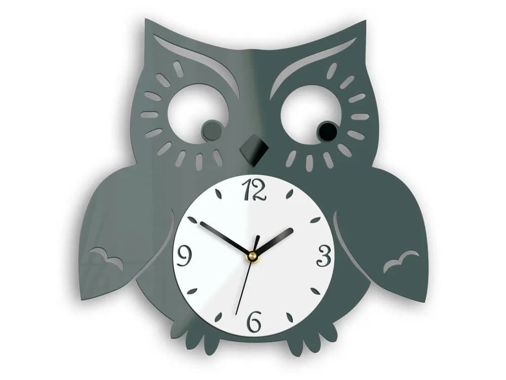 Nástenné hodiny Owl sivé 1