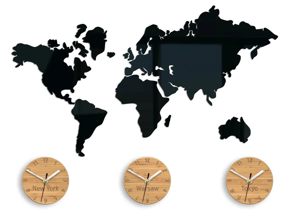 3D nalepovacie hodiny Earth čierne 1