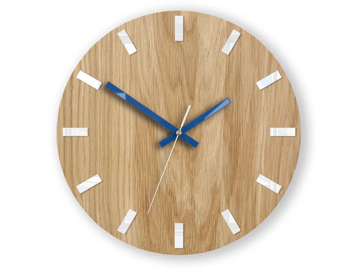Nástenné hodiny Simple Oak hnedo-modré 1