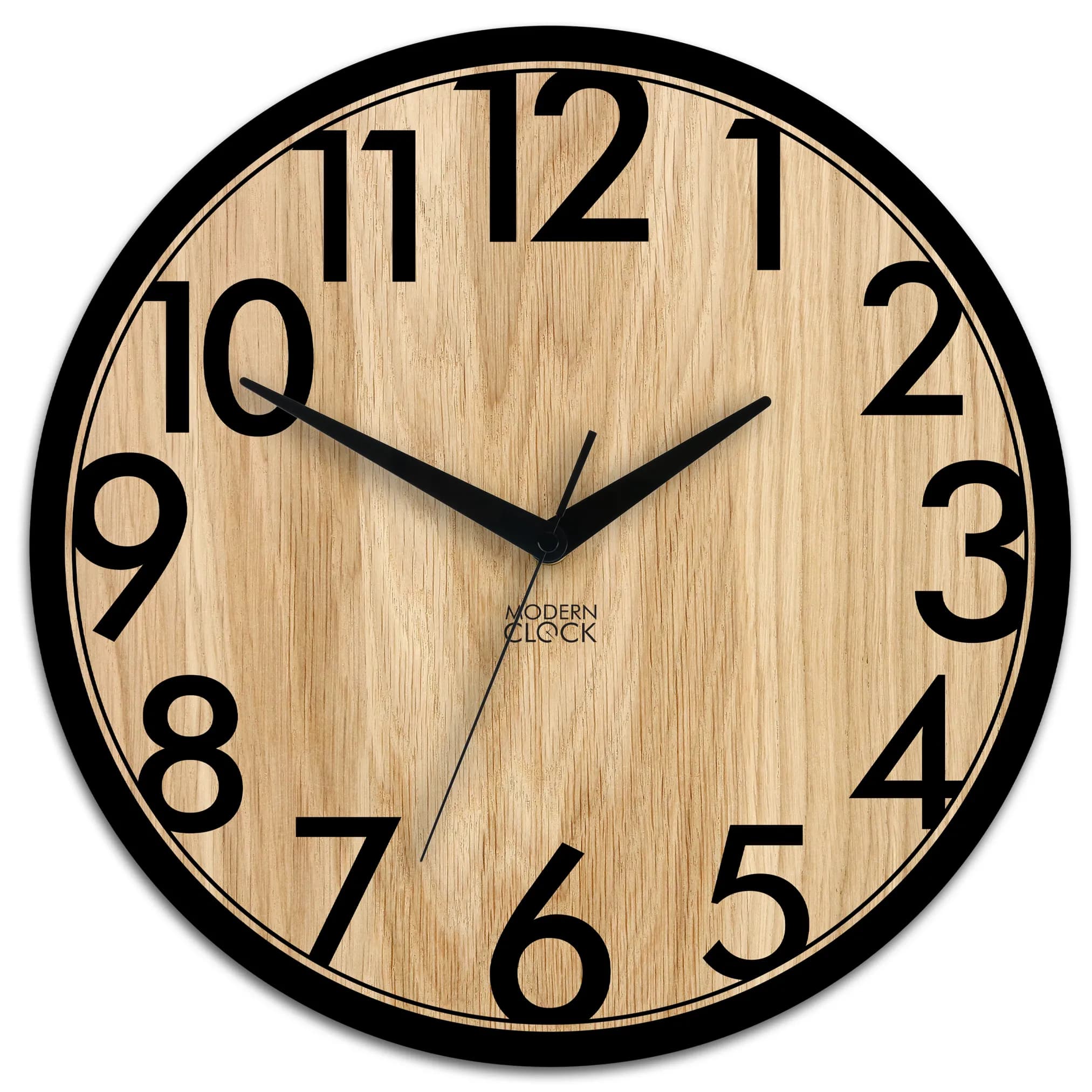 Drevené nástenné hodiny Focus 33 cm dub prírodný/čierny 1