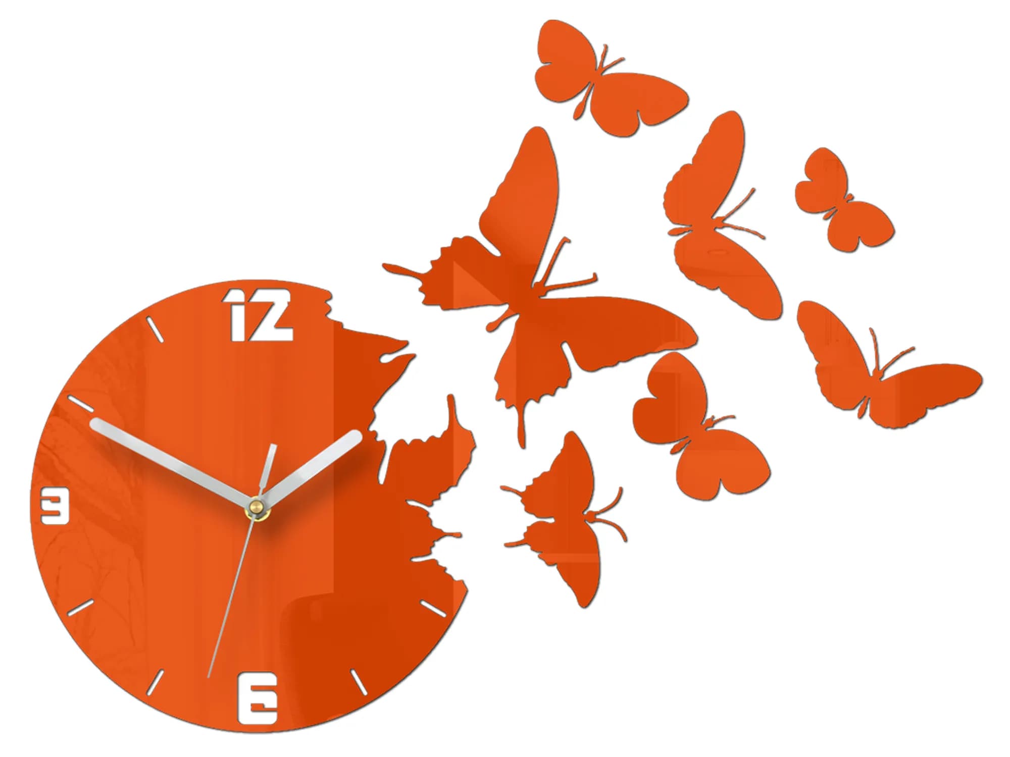 3D nalepovacie hodiny Butterfly oranžové 1