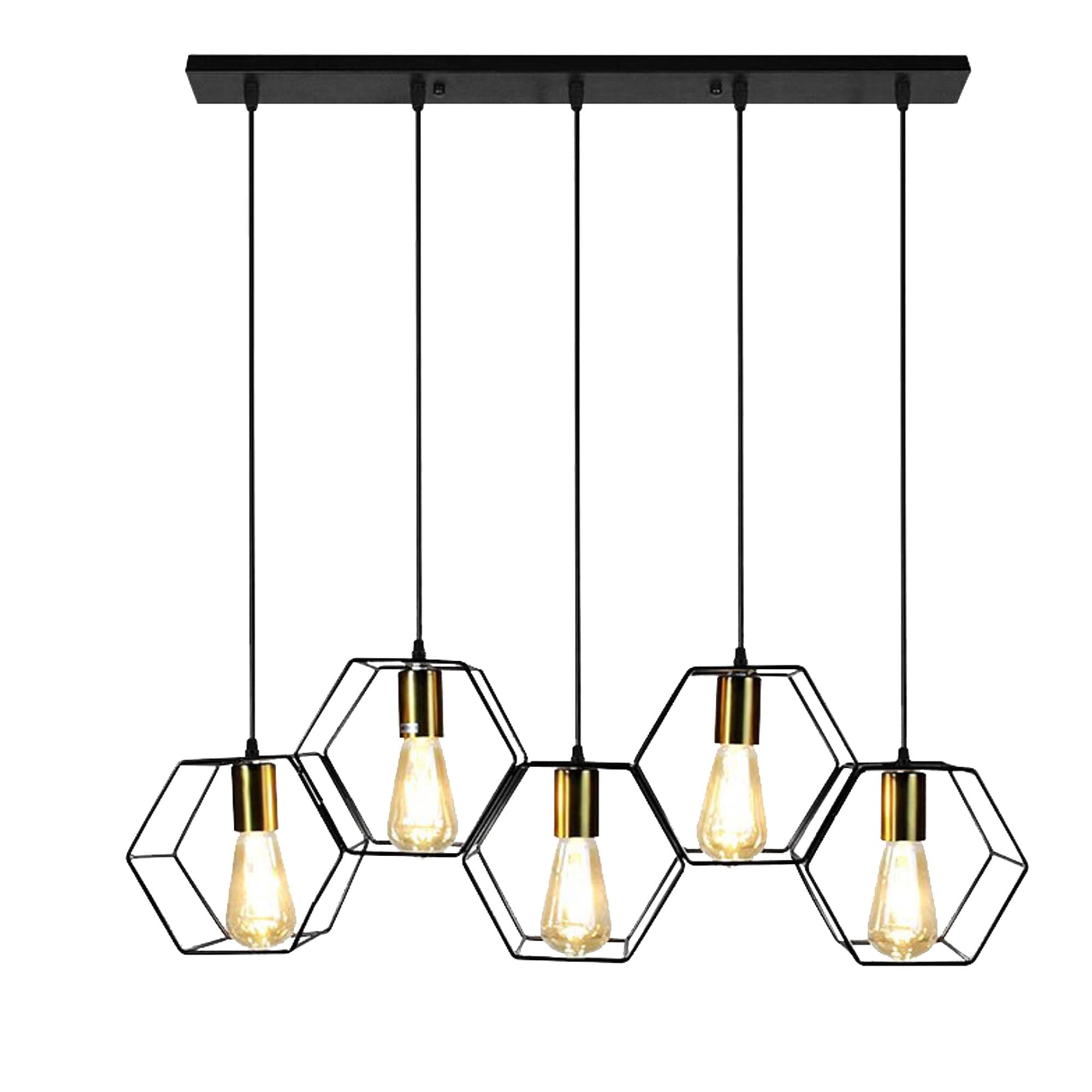Závesná lampa La Belle XV čierna/zlatá
