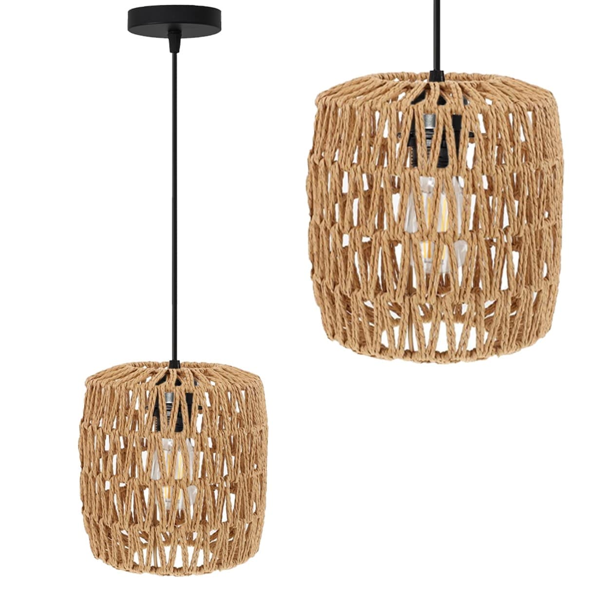 Závesná lampa La Belle Boho V čierna/hnedá 1