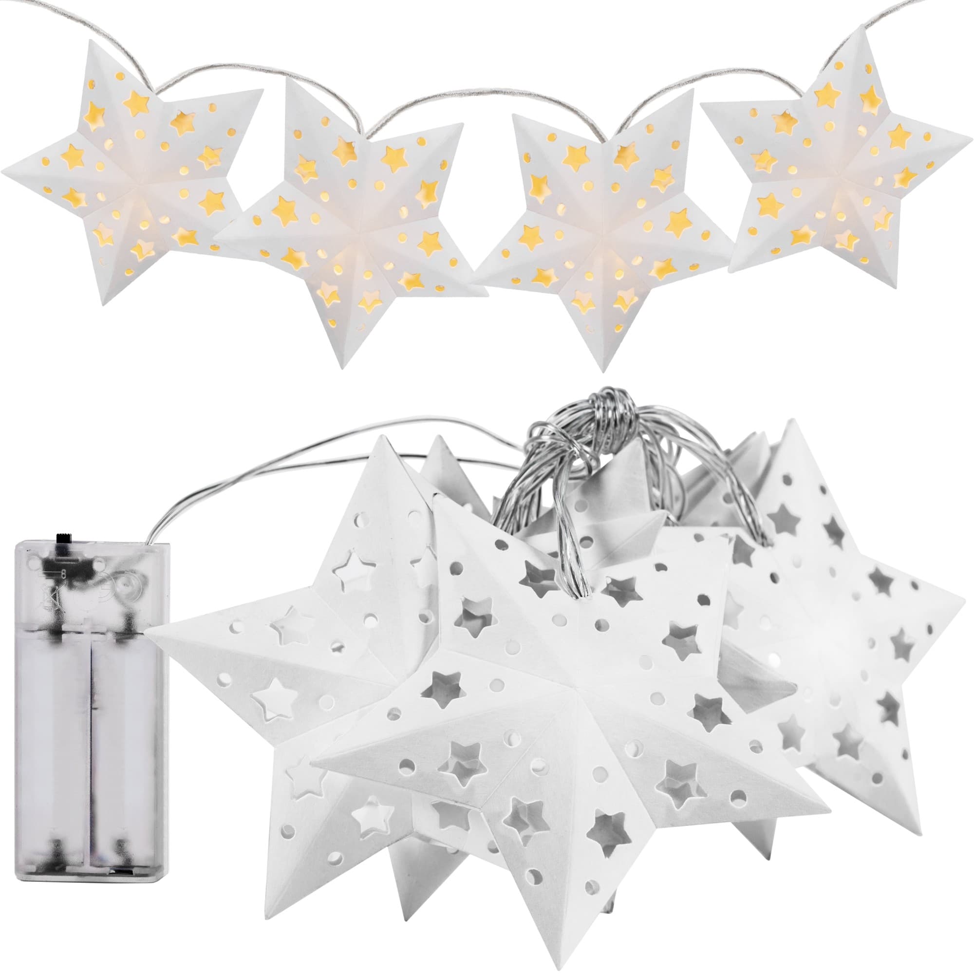 Vianočná LED svetelná reťaz STARLIT s papierovými hviezdami 1