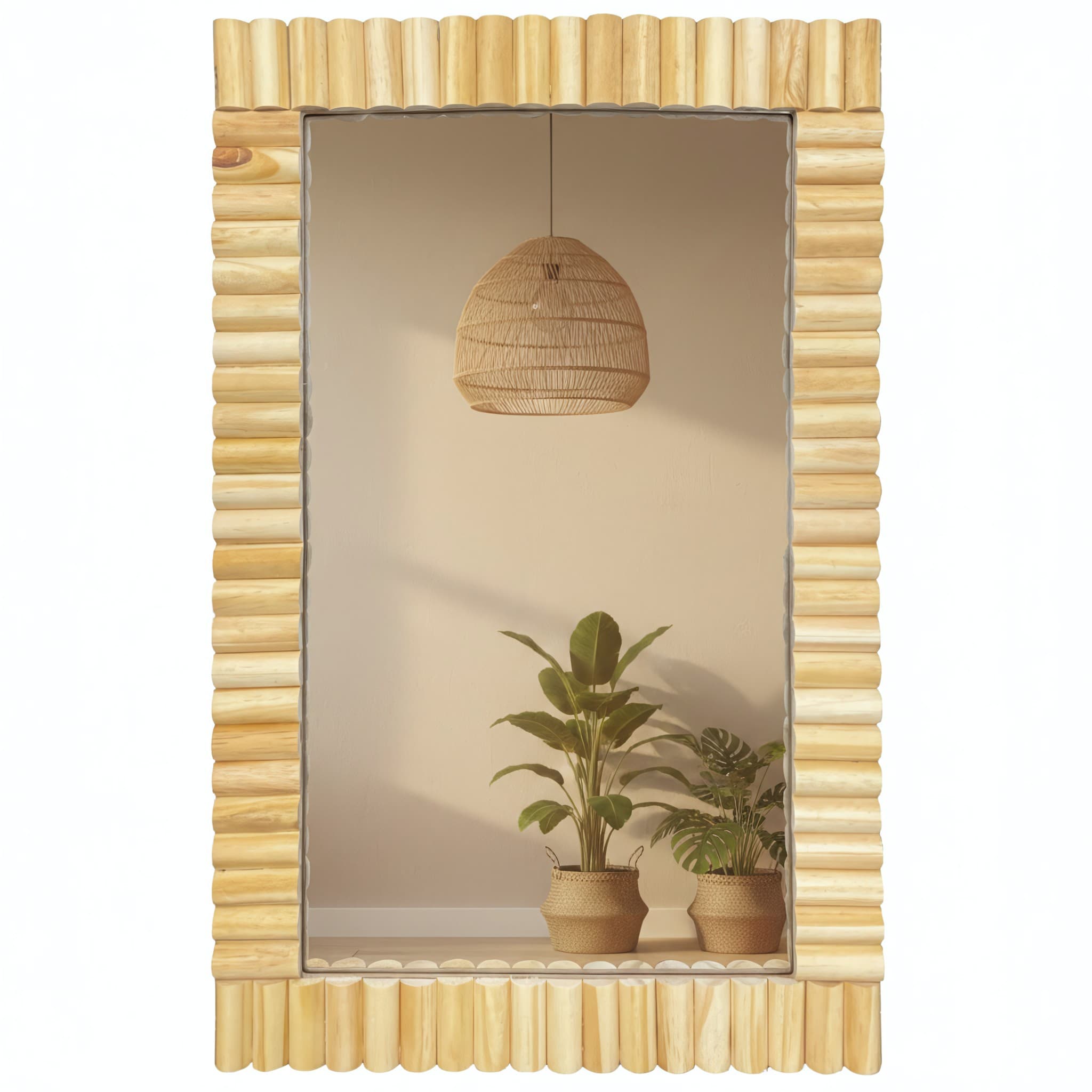Nástenné drevené zrkadlo BOHO 55x35 cm prírodné