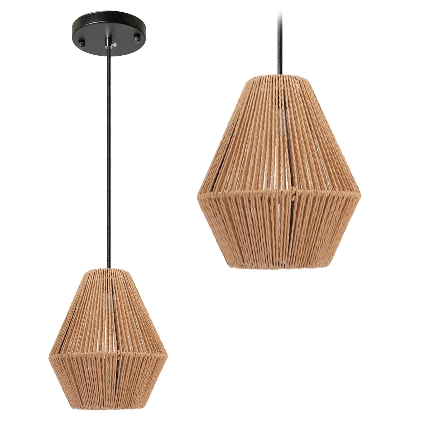 Závesná lampa La Belle Boho I čierna/hnedá 1