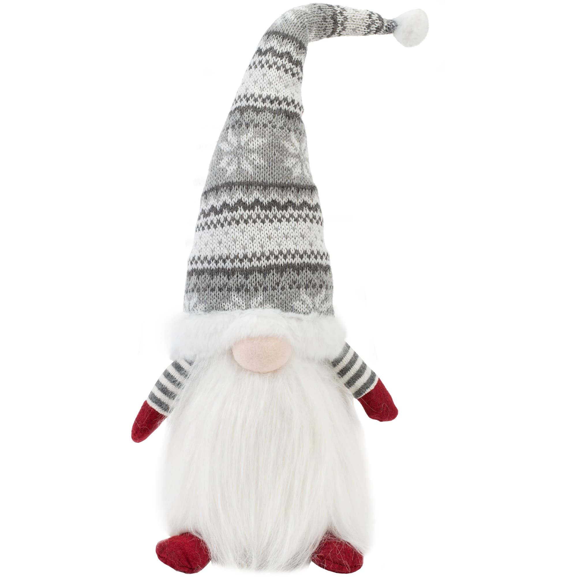 Vianočný škriatok ELF 0623 - 48 cm sivý/biely