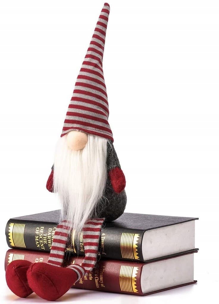 Vianočný škriatok ELF 025 - 60 cm sivý/červený
