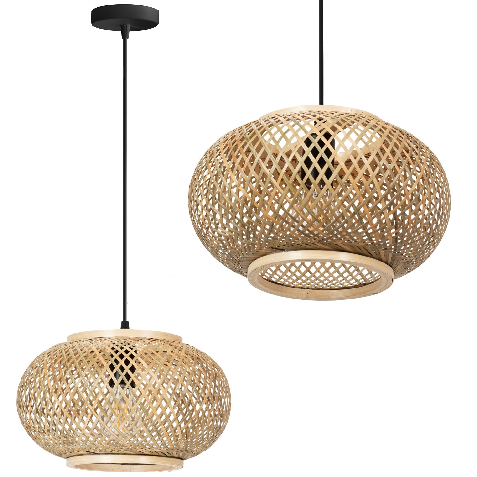 Závesná lampa La Belle Boho III čierna/hnedá