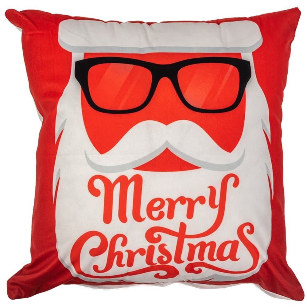 Vianočná 3D obliečka na vankúš Veselé Vianoce Santa 45x45 cm biela/červená