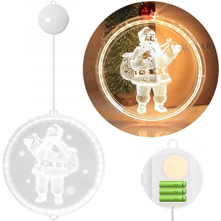 LED svetelná ozdoba na okno SANTA CLAUS II kruhová biela 1