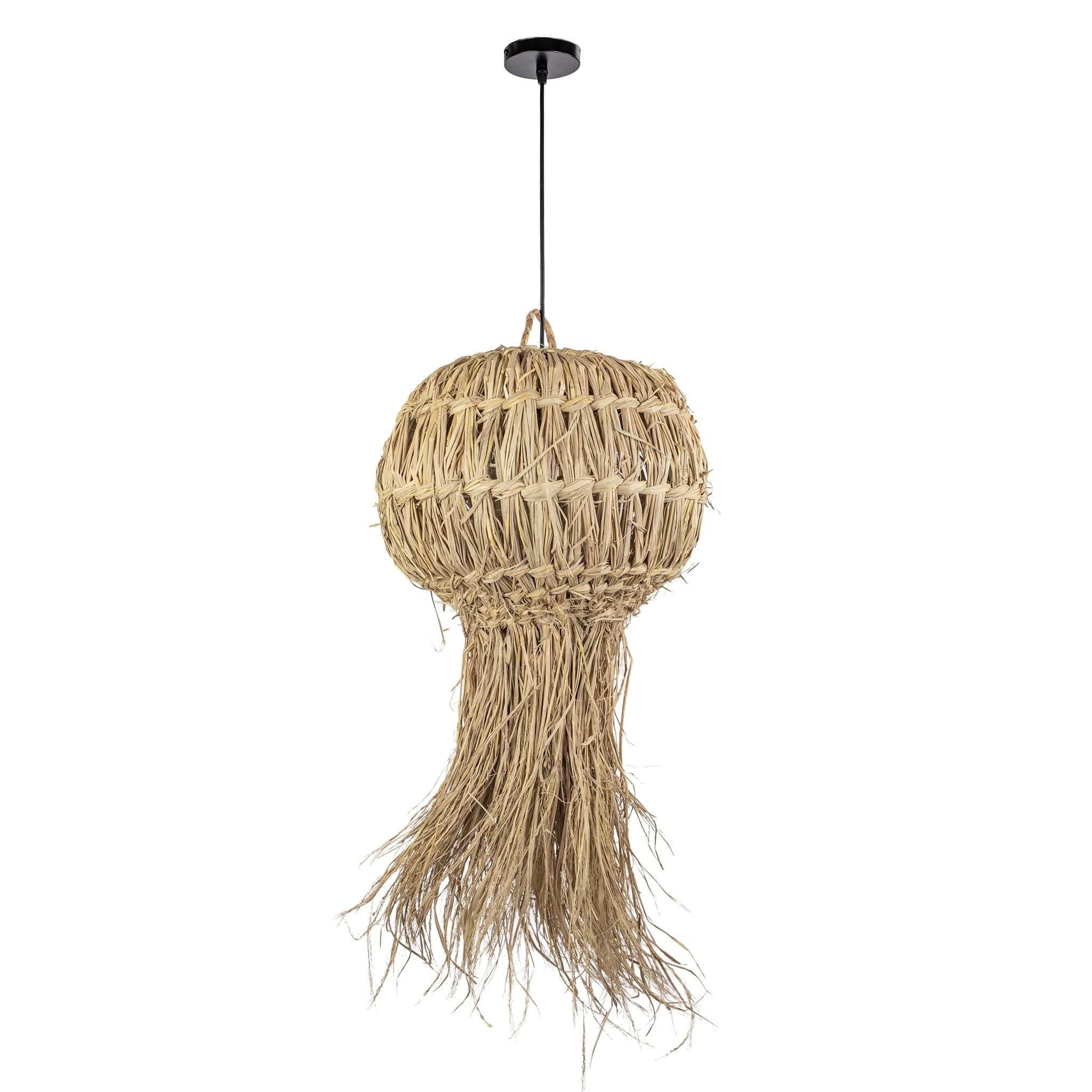 Závesná lampa La Belle Boho IV čierna/bambus 1