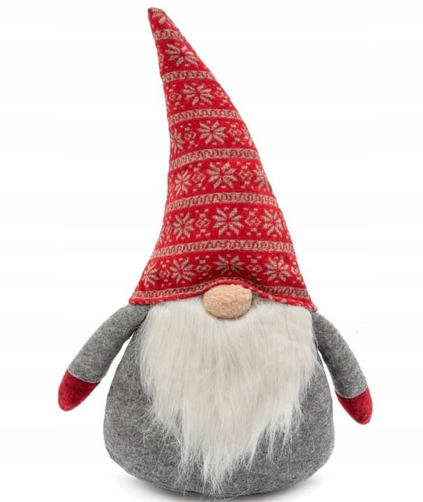 Vianočný škriatok elf 019 - 50 cm červený/šedý