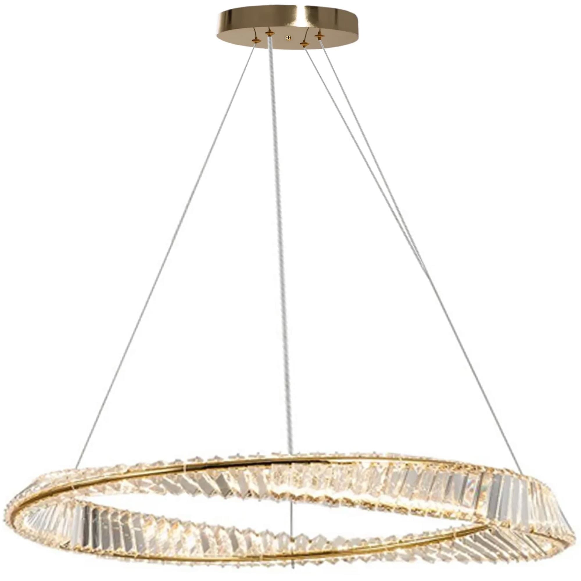 Krištáľový závesný LED luster APP1202-CP 78 cm zlatý/neutrálna biela