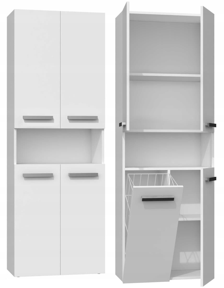 Kúpeľňová skrinka s košom Houseland Nelly matná biela