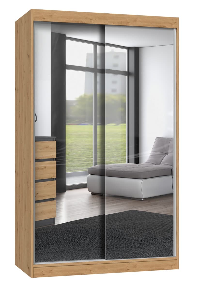 Šatníková skriňa s 2 zrkadlami IGA 120 cm dub artisan 1
