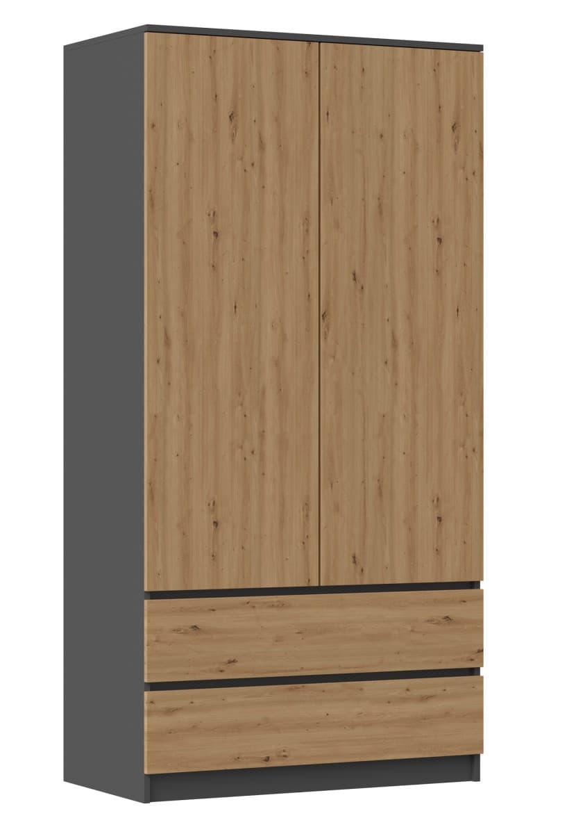 Šatní skříň MALWA I 90 cm antracit/dub artisan