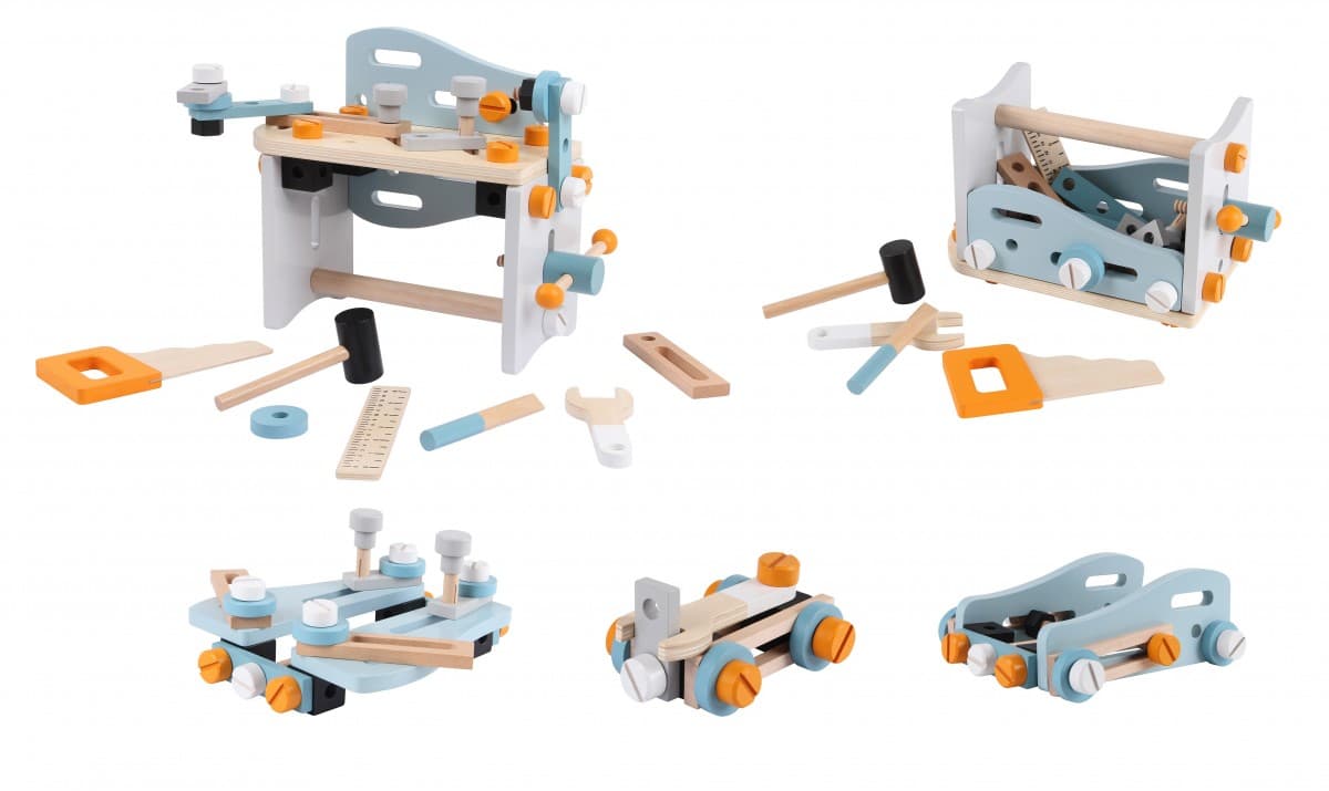 Drevená dielňa s náradím EcoToys – 52 dielov 1