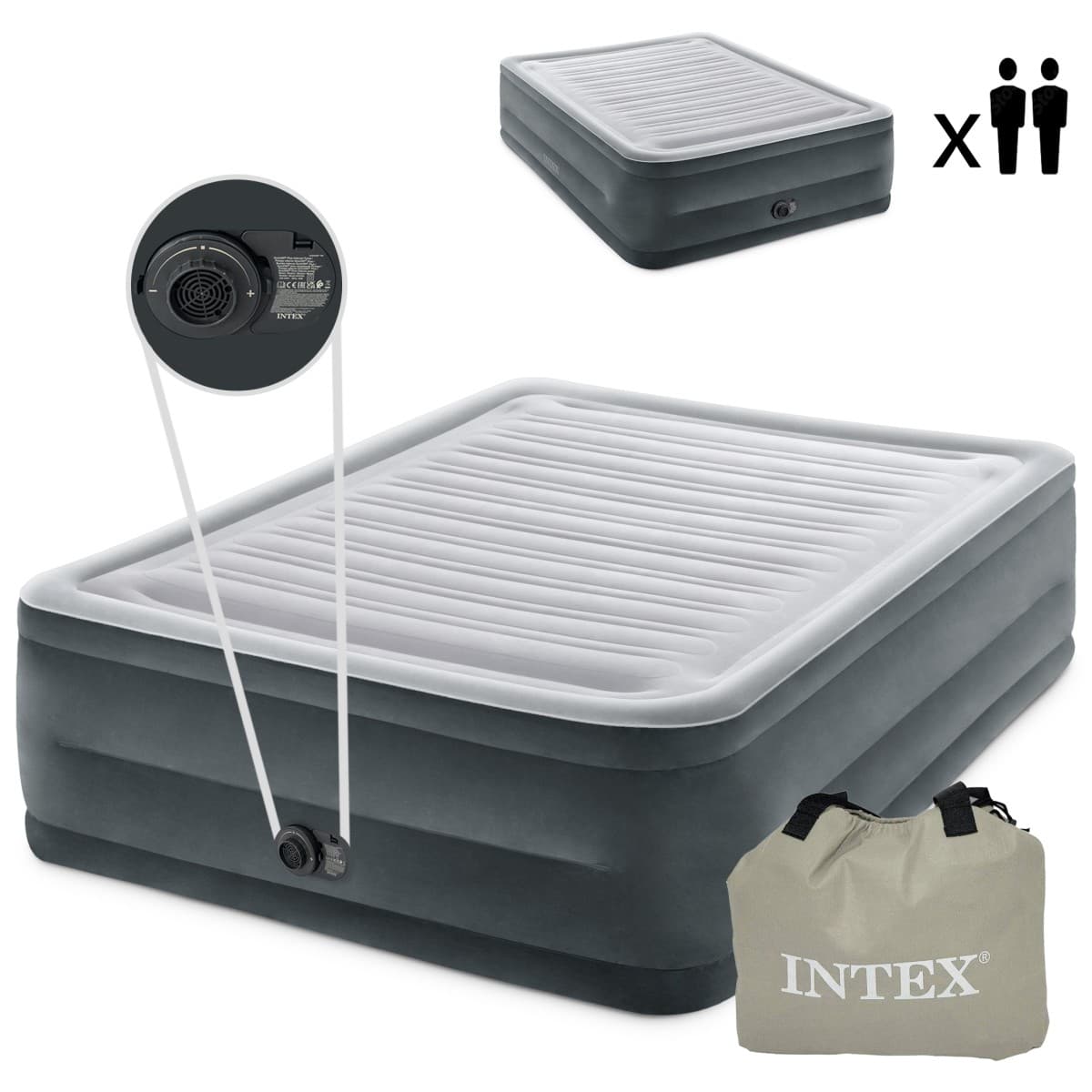 Nafukovací matrac s automatickou pumpou INTEX sivý 1