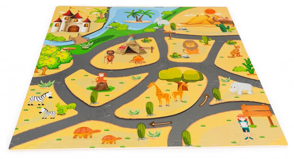 Penová podložka Puzzle safari 93x93 cm farebná 1