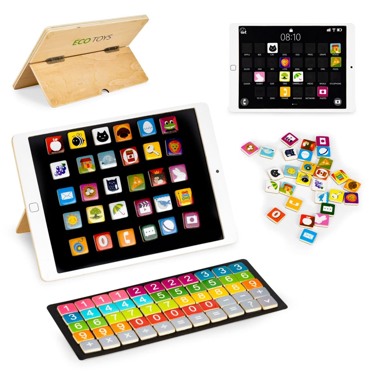 Drevený vzdelávací tablet a magnetická tabuľa ECOTOYS 1