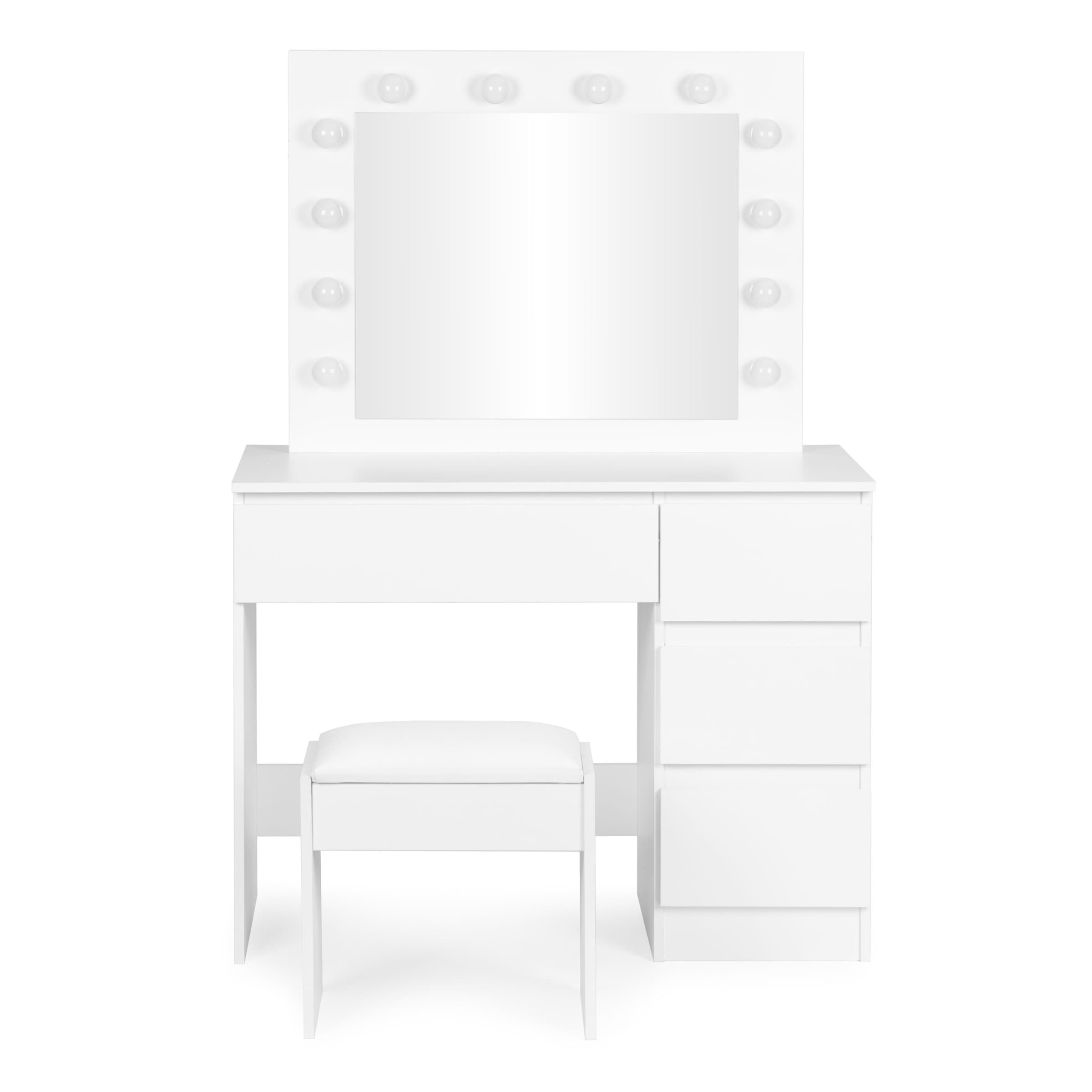 Toaletný stolík s LED osvetlením a taburetom Rety 94 cm biely II