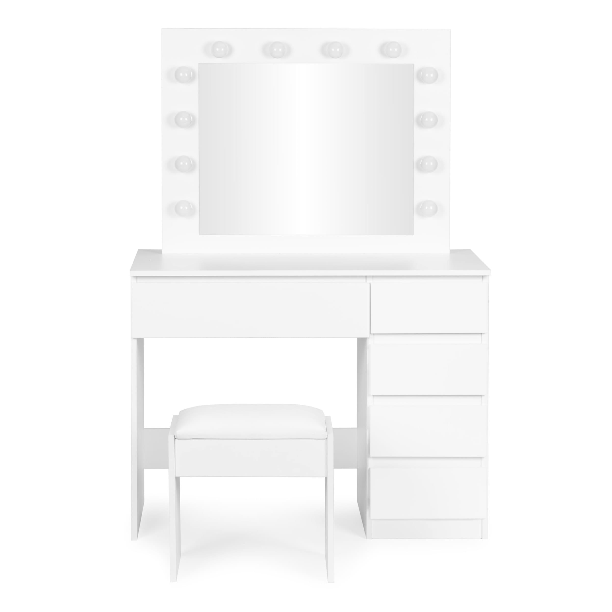 Toaletný stolík s LED osvetlením a taburetom Rety 94 cm biely 1