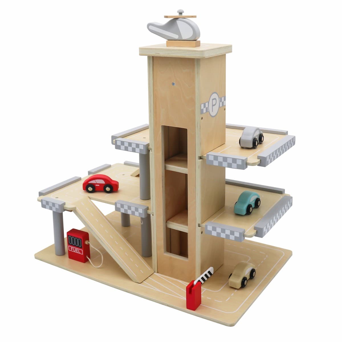 Veľká drevená garáž ECOTOYS s autami 1
