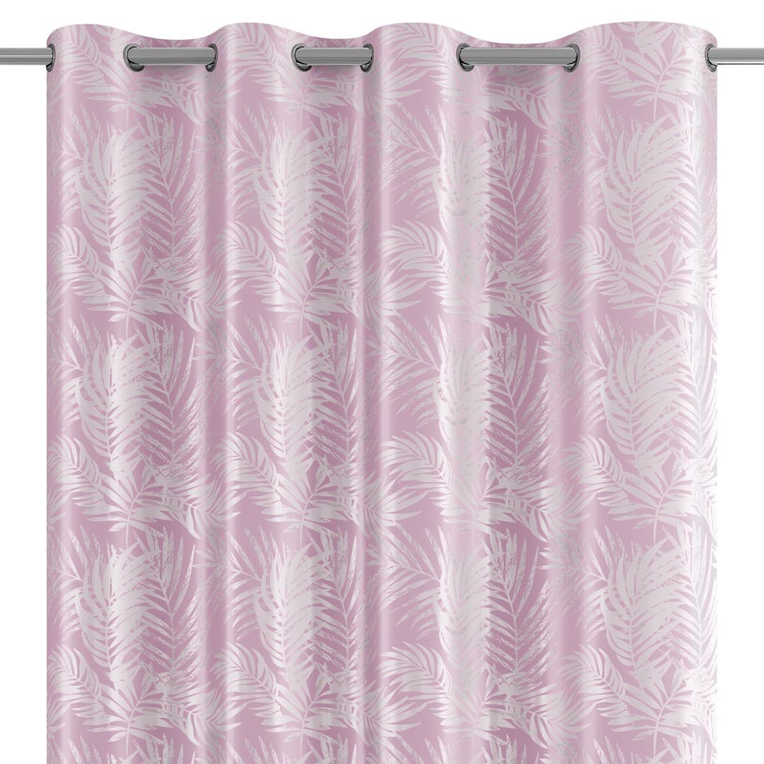 Záves AmeliaHome Velvet Silver Leaves s priechodkami 140x245 cm ružový 1