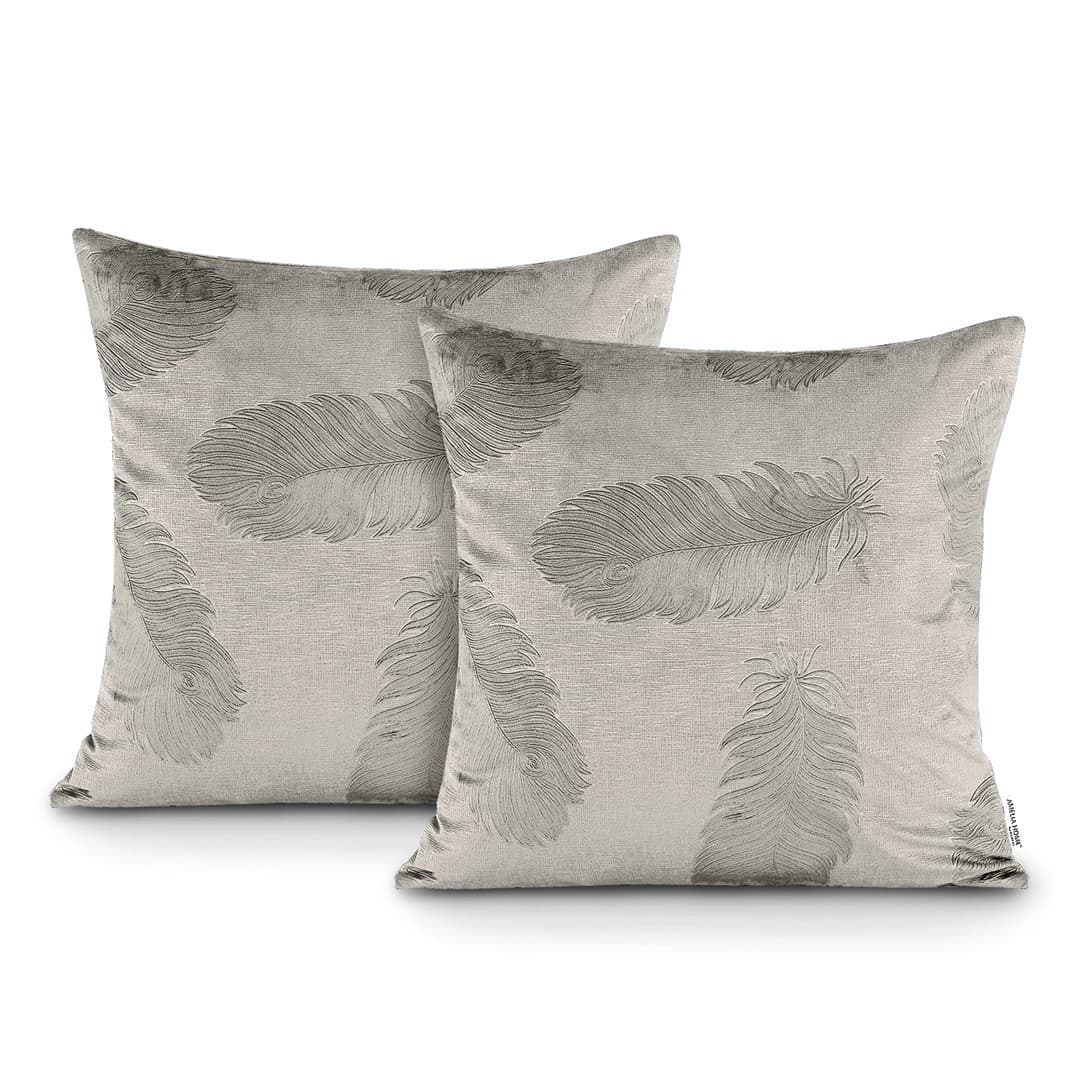 Súprava dvoch obliečiek na vankúš AmeliaHome Velvet Peacock béžová 1