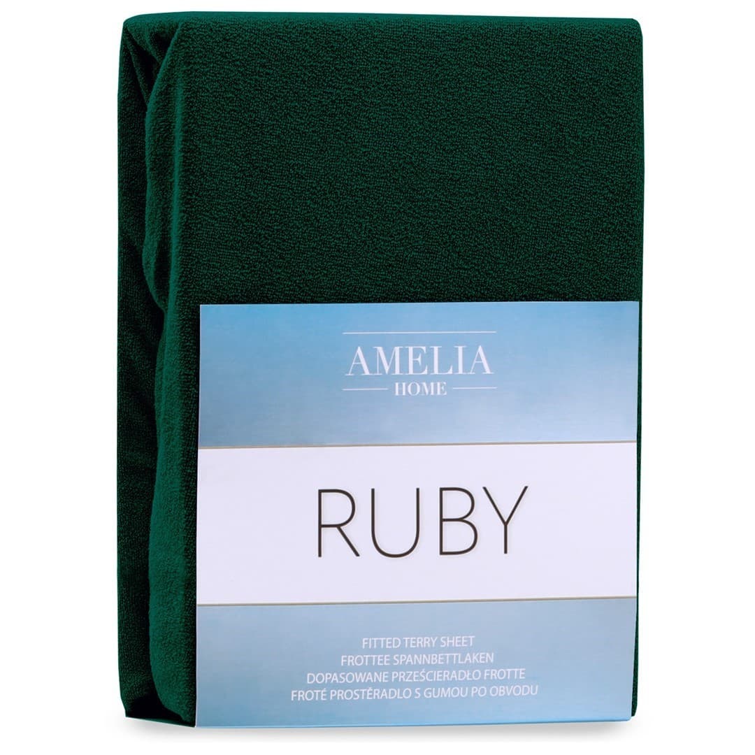 Froté plachta s gumou AmeliaHome Ruby fľaškovozelená 1