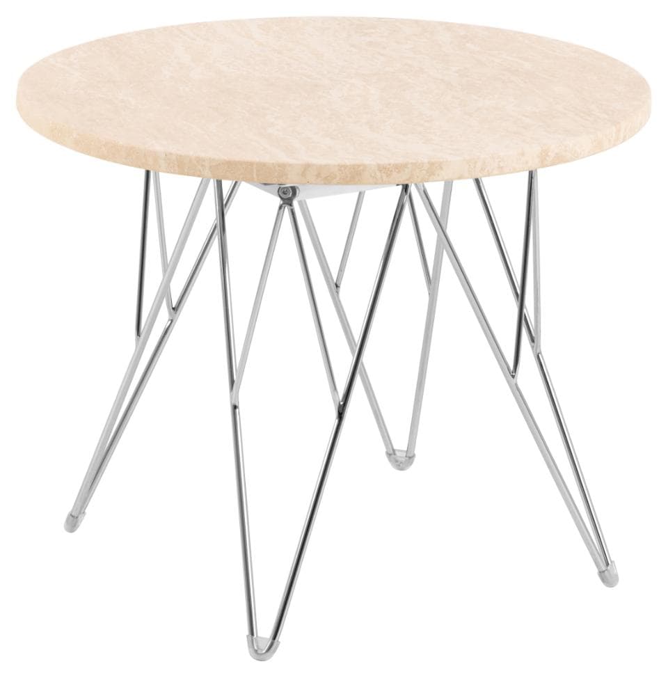 Odkladací stolík Prunus 55 cm béžový mramor/chróm 1