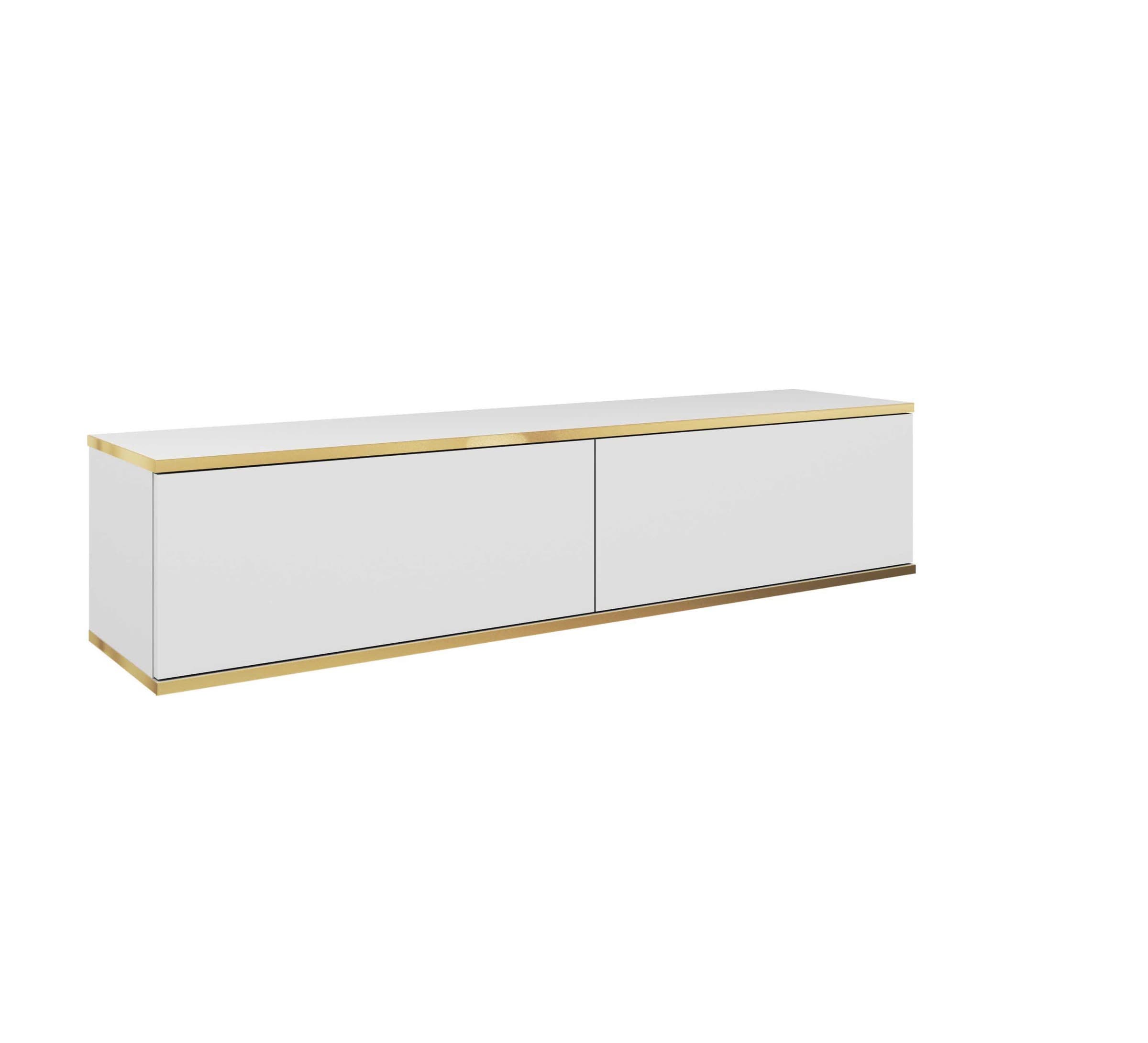 Závesný televízny stolík Oro 135 cm biely/zlatý 1