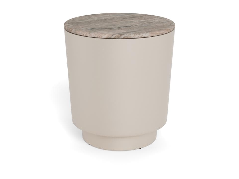 Konferenčný stolík Cangas 45 cm béžový mat/hnedý mramor lesk 1