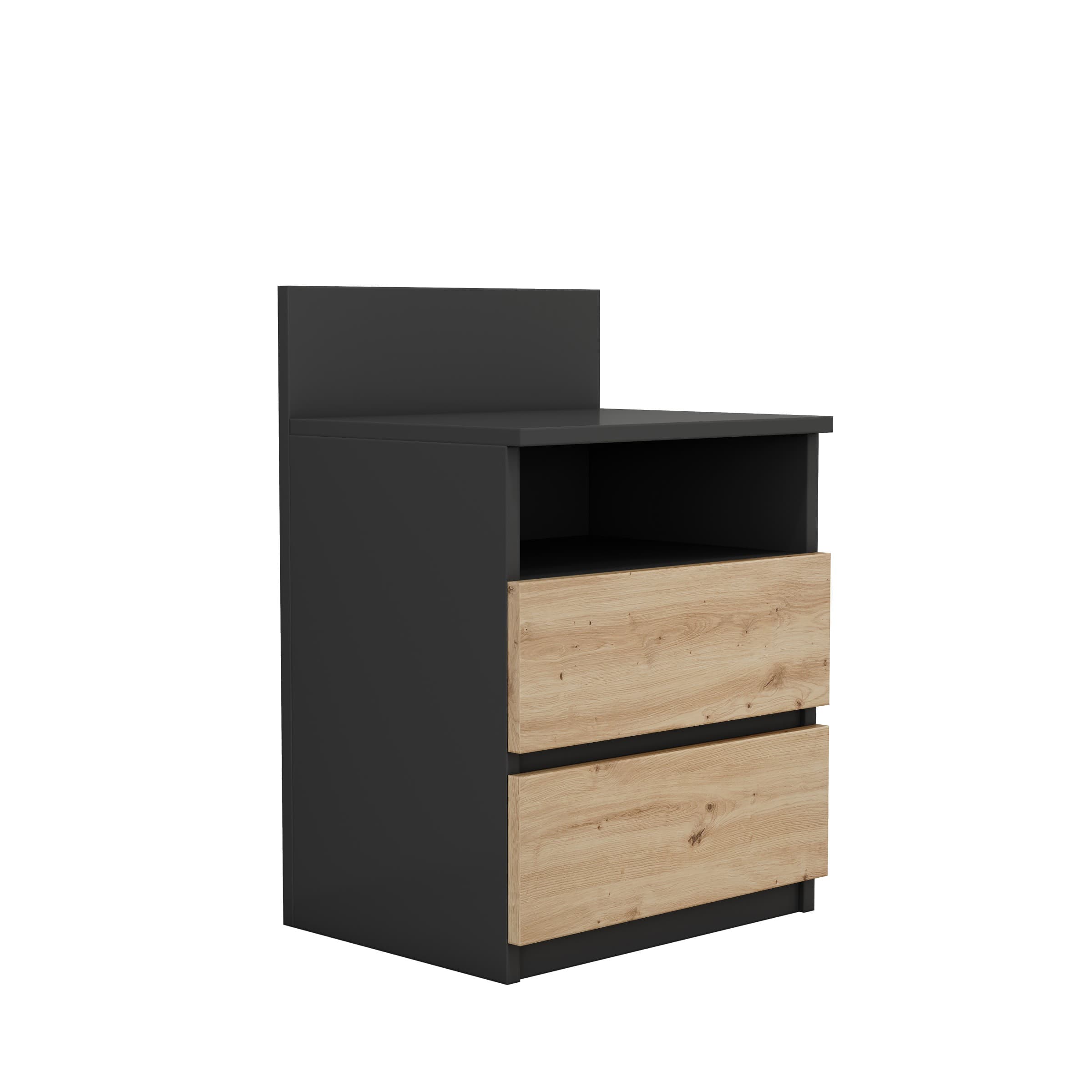 Nočný stolík Houseland Malwa 01 dub artisan/antracit 1