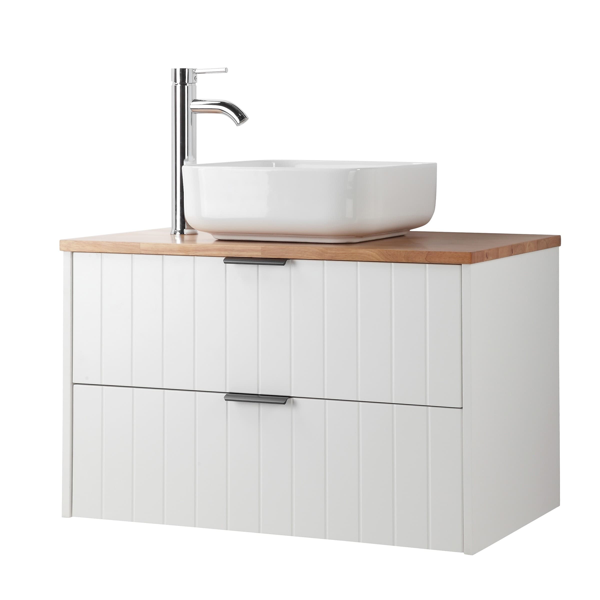 Závesná skrinka pod umývadlo Houseland Velora s doskou 80 cm biela/dub 1