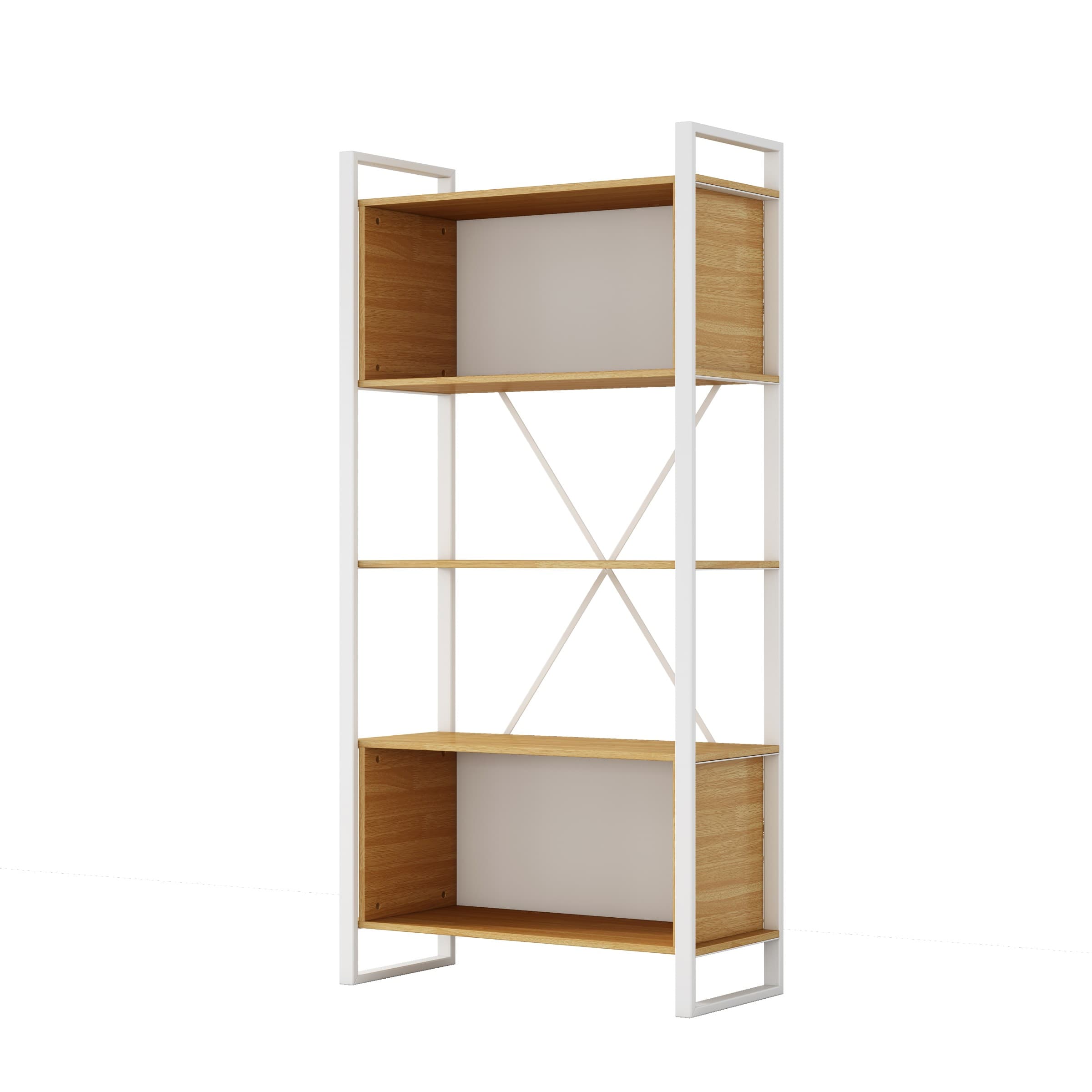 Vysoký kancelársky regál Houseland Nuvia Stack 90 cm dub/biely