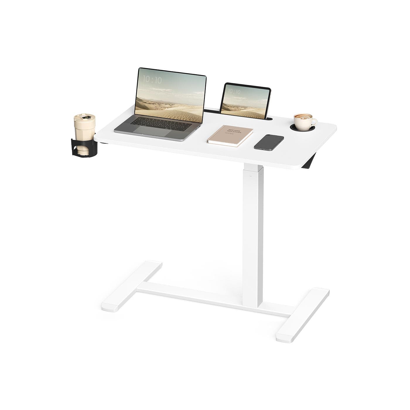 Výškovo nastaviteľný odkladací stolík Vasagle Elev 80 cm biely 1