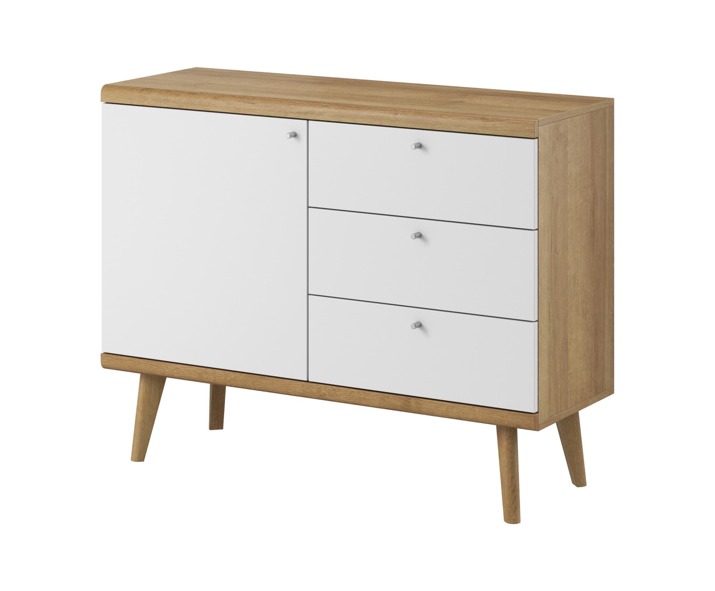 Komoda Primo 107 cm so zásuvkami dub Riviéra/biela 1