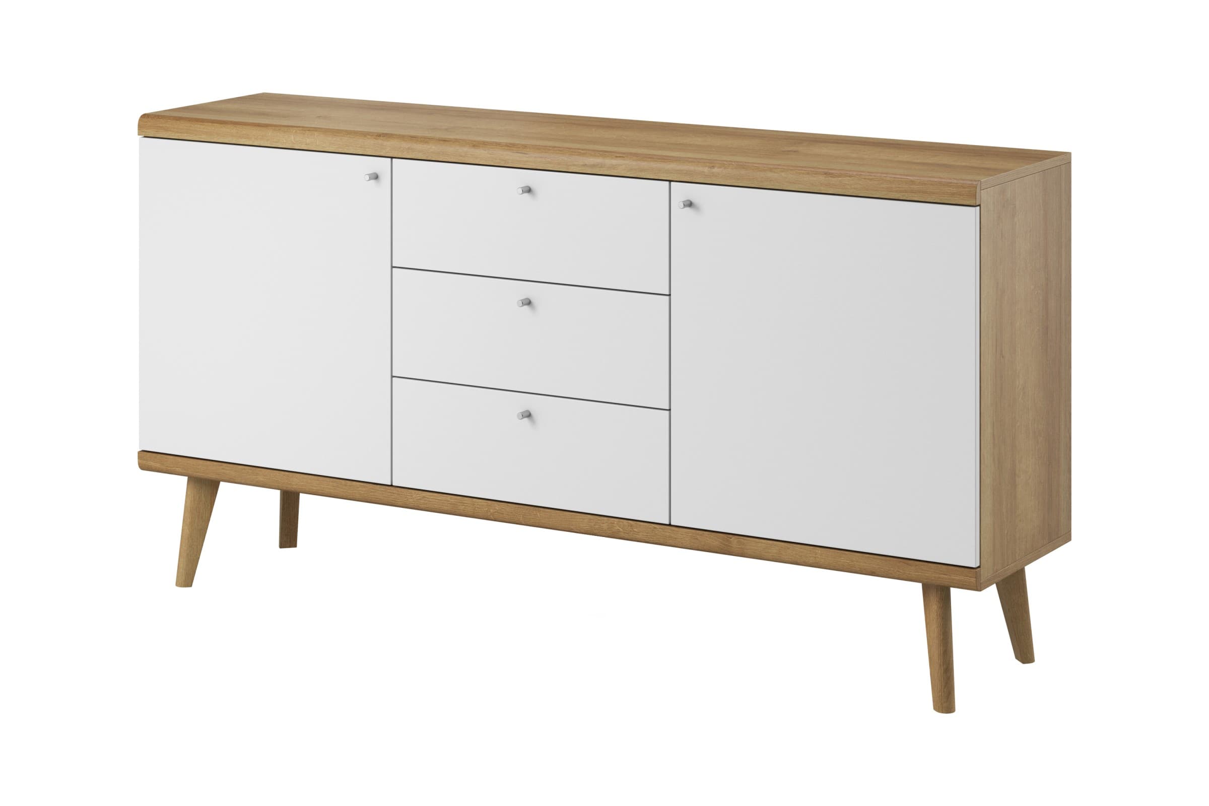Komoda Primo 160 cm so zásuvkami dub Riviéra/biela