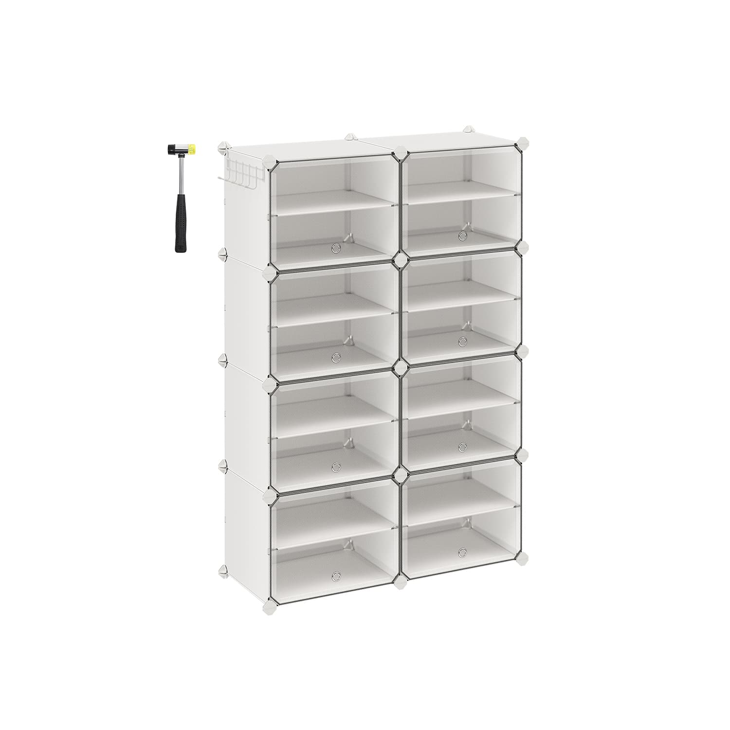 Modulárny botník Lux s 8 dvierkami číry/biely