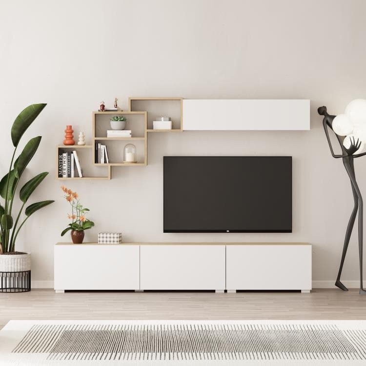 Moderná TV stena Houseland Free du zafírová/biela