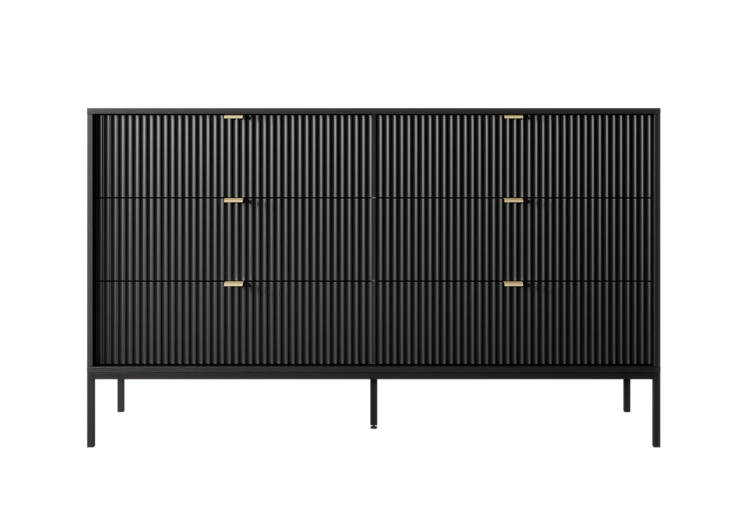 Komoda Nova 154 cm so zásuvkami čierna/čierny rám 1