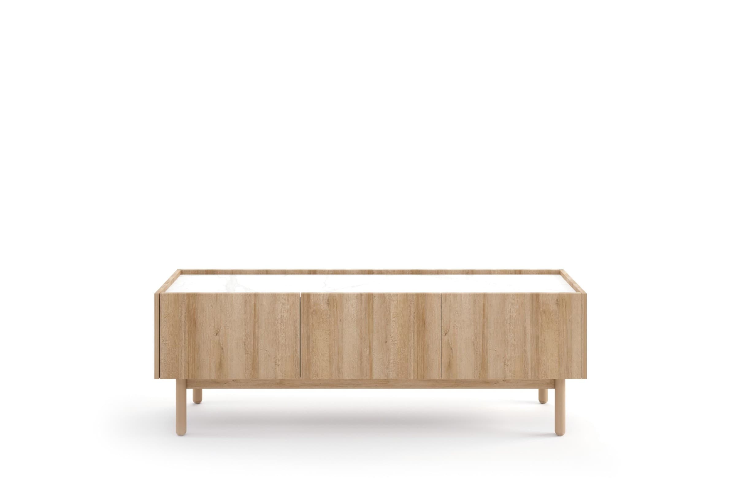 TV stolík Boho La 144 cm dub riviera/biely mramor 1